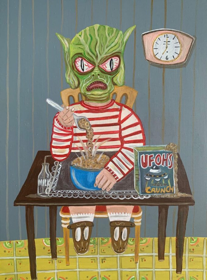 Extra terrestrial brat eating breakfast